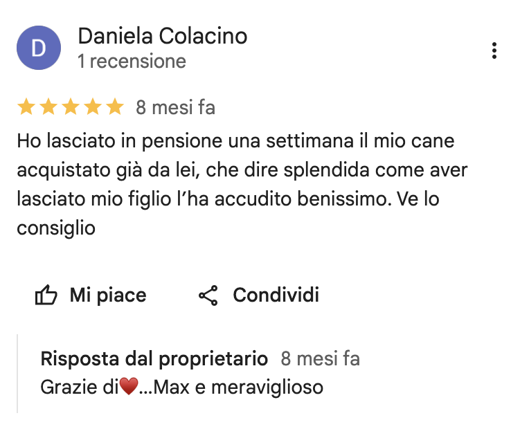 Recensione cliente Fashion Dog Boutique • Rivoli